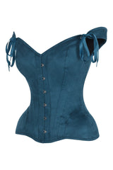 Daisy Corsets Top Drawer Blue Suede Steel Boned Corset w/Straps