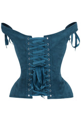 Daisy Corsets Top Drawer Blue Suede Steel Boned Corset w/Straps