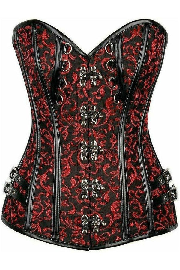 Daisy Corsets Top Drawer Brocade & Faux Leather Steel Boned Corset TD-1172