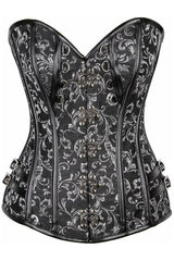 Daisy Corsets Top Drawer Brocade & Faux Leather Steel Boned Corset