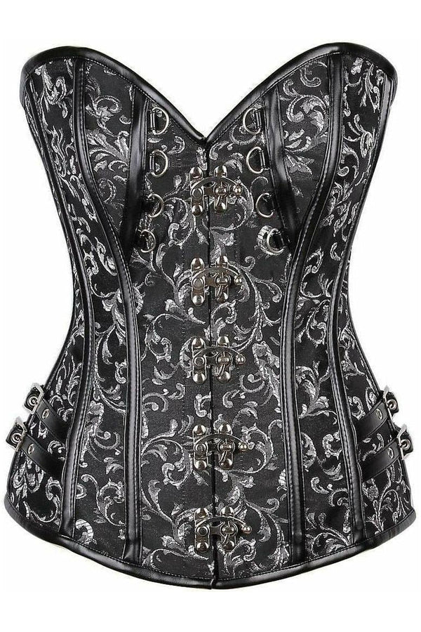 Daisy Corsets Top Drawer Brocade & Faux Leather Steel Boned Corset TD-1171