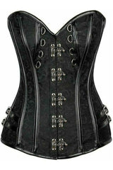 Daisy Corsets Top Drawer Brocade & Faux Leather Steel Boned Corset