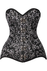 Daisy Corsets Top Drawer CURVY Black/Silver Brocade Double Steel Boned Overbust Corset