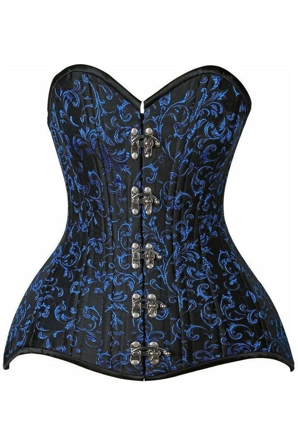 Daisy Corsets Top Drawer CURVY Blue Brocade Double Steel Boned OverBust Corset