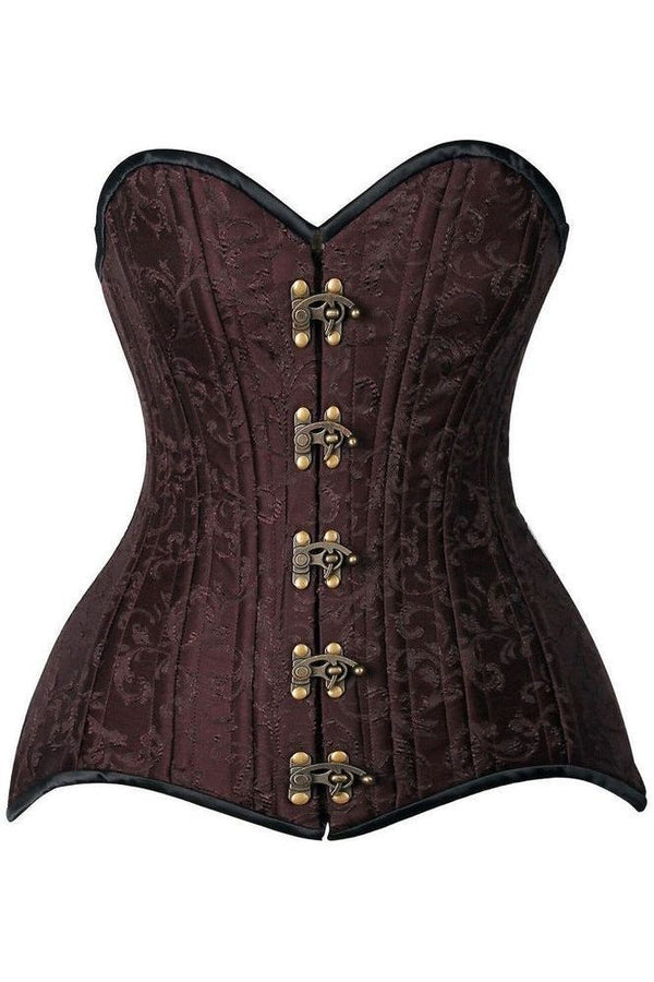 Daisy Corsets Top Drawer CURVY Brown Brocade Double Steel Boned Overbust Corset