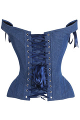 Daisy Corsets Top Drawer Dark Blue Denim Steel Boned Corset w/Straps