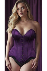 Daisy Corsets Top Drawer Dark Purple Satin Steel Boned Overbust Corset