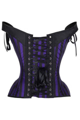 Daisy Corsets Top Drawer Dark Purple/Black Striped Steel Boned Corset w/Straps