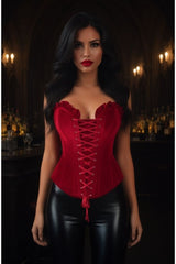 Daisy Corsets Top Drawer Dark Red Velvet Lace-Up Steel Boned Overbust Corset