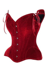 Daisy Corsets Top Drawer Dark Red Velvet Steel Boned Corset w/Straps