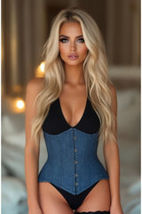 Daisy Corsets Top Drawer Denim Double Steel Boned Waist Training Corset Cincher