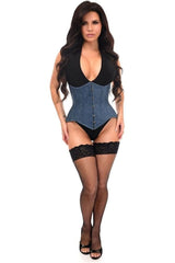 Top Drawer Denim Double Steel Boned Waist Training Corset Cincher - Daisy Corsets