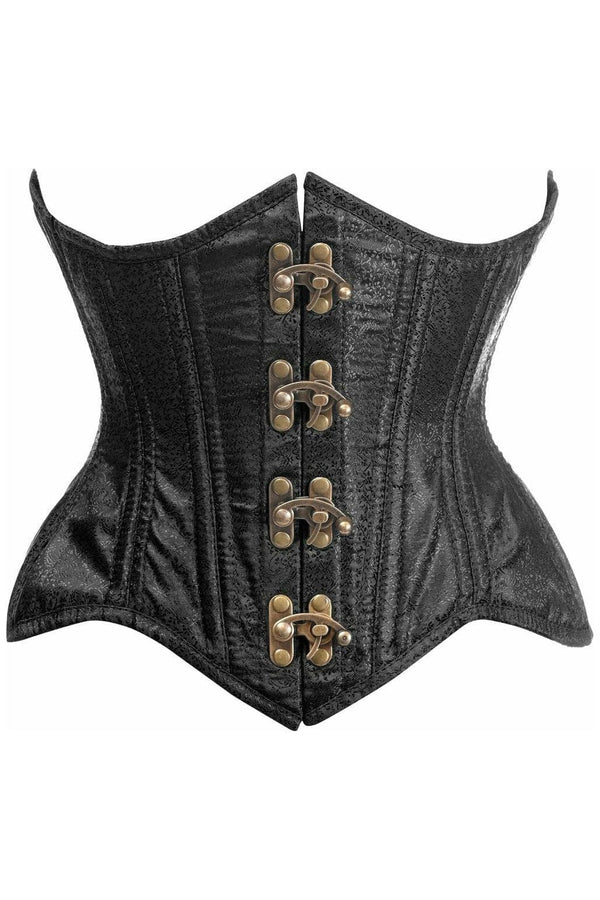 Daisy Corsets Top Drawer Double Steel Boned Black Brocade Curvy Underbust Corset