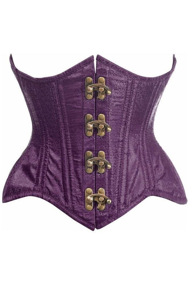 Daisy Corsets Top Drawer Double Steel Boned Plum Brocade Curvy Underbust Corset