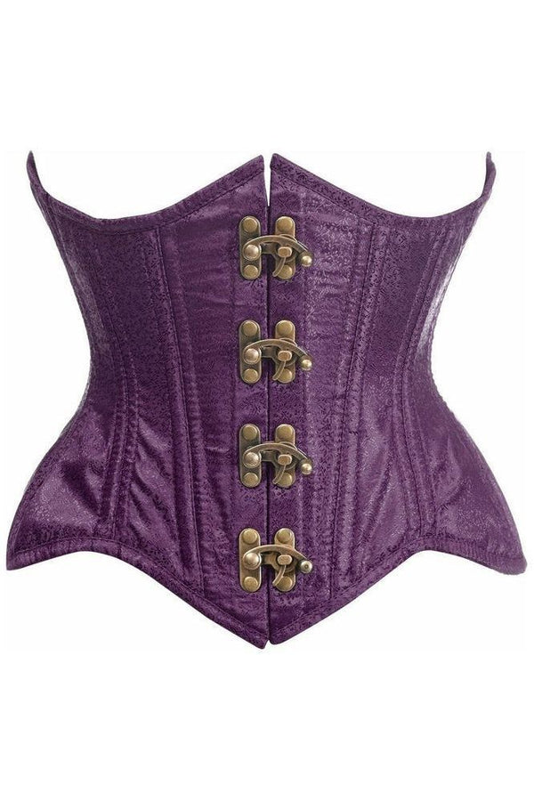 Daisy Corsets Top Drawer Double Steel Boned Plum Brocade Curvy Underbust Corset