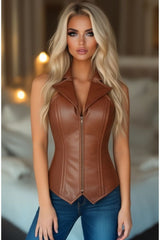 Daisy Corsets Top Drawer Faux Leather Steel Boned Corset
