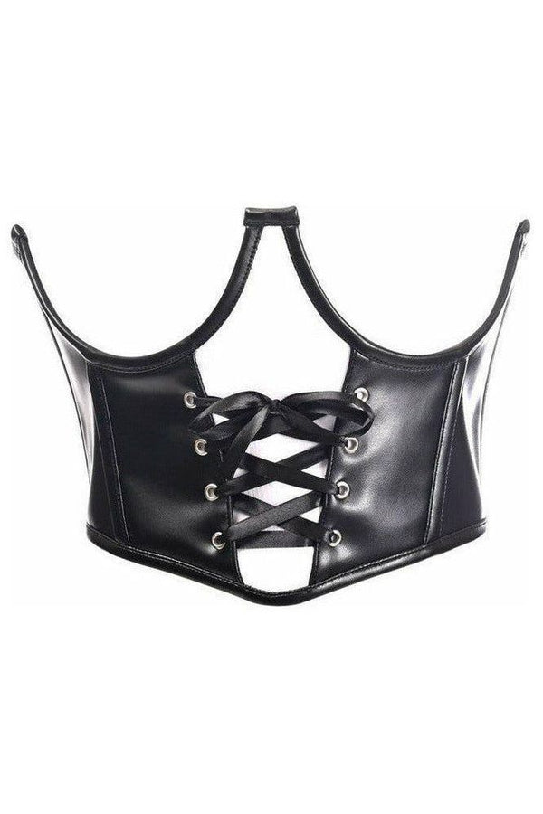 Daisy Corsets Top Drawer Faux Leather Steel Boned Lace-Up Open Cup Waist Cincher TD-1876