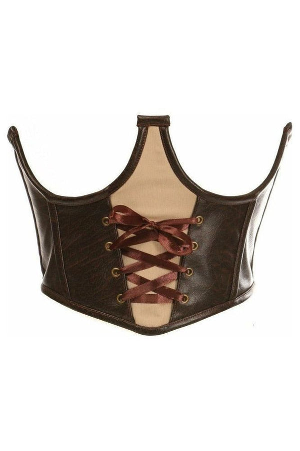 Daisy Corsets Top Drawer Faux Leather Steel Boned Lace-Up Open Cup Waist Cincher TD-024