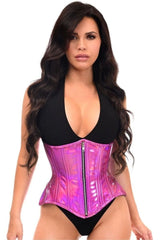 Top Drawer Fuchsia Holo Double Steel Boned Underbust Waist Cincher Corset - Daisy Corsets