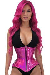 Daisy Corsets Top Drawer Fuchsia Holo Double Steel Boned Underbust Waist Cincher Corset