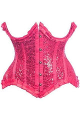 Daisy Corsets Top Drawer Fuchsia Satin & Sequin Underwire Curvy Cut Steel Boned Waist Cincher Corset