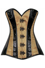 Daisy Corsets Top Drawer Brocade & Faux Leather Steel Boned Corset