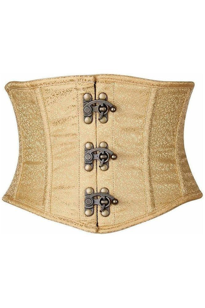 Daisy Corsets Top Drawer Gold Brocade Steel Boned Mini Cincher w/Clasps