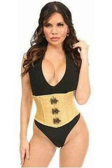 Daisy Corsets Top Drawer Gold Brocade Steel Boned Mini Cincher w/Clasps