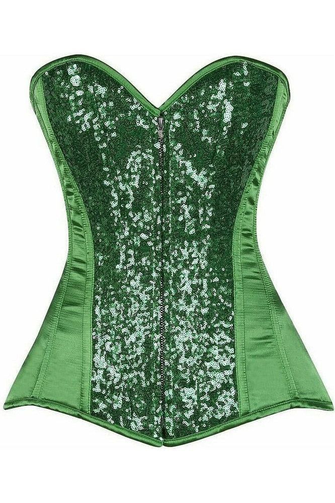 Daisy Corsets Top Drawer Green Sequin Steel Boned Corset