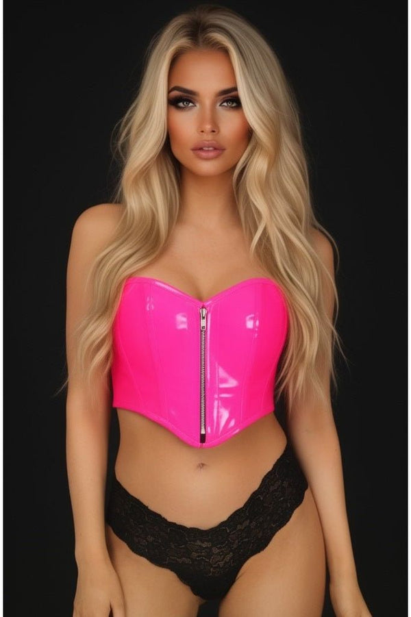 Daisy Corsets Top Drawer Hot Pink Patent Bustier Top w/Zipper