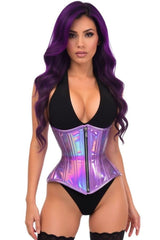 Daisy Corsets Top Drawer Lavender Holo Double Steel Boned Underbust Waist Cincher Corset