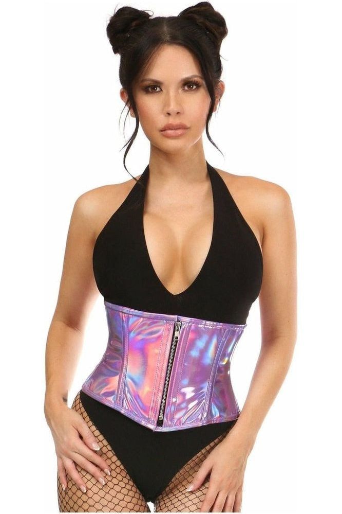 Daisy Corsets Top Drawer Lavender Holo Steel Boned Mini Cincher
