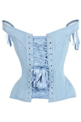 Daisy Corsets Top Drawer Light Blue Denim Steel Boned Corset w/Straps