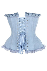 Daisy Corsets Top Drawer Light Blue Denim Underwire Steel Boned Burlesque Corset w/Bows