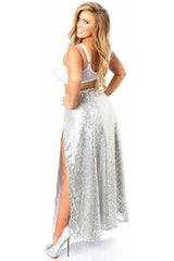 Top Drawer Long Silver Sequin Skirt - Daisy Corsets