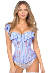 Daisy Corsets Top Drawer Lt Blue Sheer Lace Steel Boned Corset
