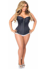 Top Drawer Navy Blue Brocade Steel Boned Corset - Daisy Corsets