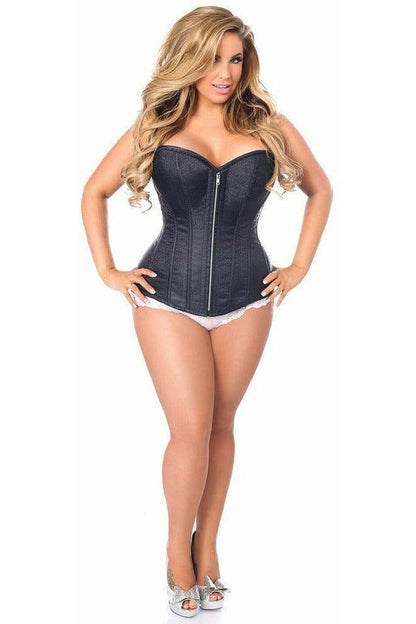 Top Drawer Navy Blue Brocade Steel Boned Corset - Daisy Corsets