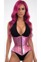 Daisy Corsets Top Drawer Pink Holo Double Steel Boned Underbust Waist Cincher Corset