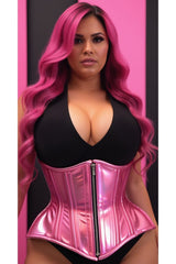 Daisy Corsets Top Drawer Pink Holo Double Steel Boned Underbust Waist Cincher Corset