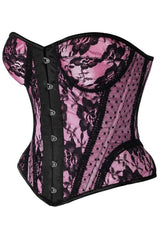 Daisy Corsets Top Drawer Pink w/Black Lace Steel Boned Underwire Bustier Corset