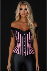 Daisy Corsets Top Drawer Pink/Black Striped Steel Boned Corset w/Straps