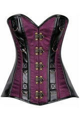 Daisy Corsets Top Drawer Plum Brocade & Faux Leather Steel Boned Corset