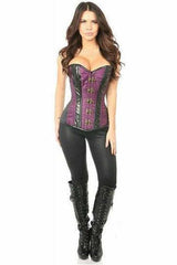 Daisy Corsets Top Drawer Plum Brocade & Faux Leather Steel Boned Corset