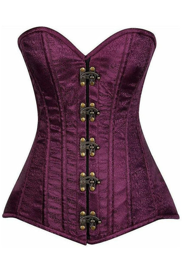 Daisy Corsets Top Drawer Plum Brocade Steel Boned Corset w/Clasp Closure