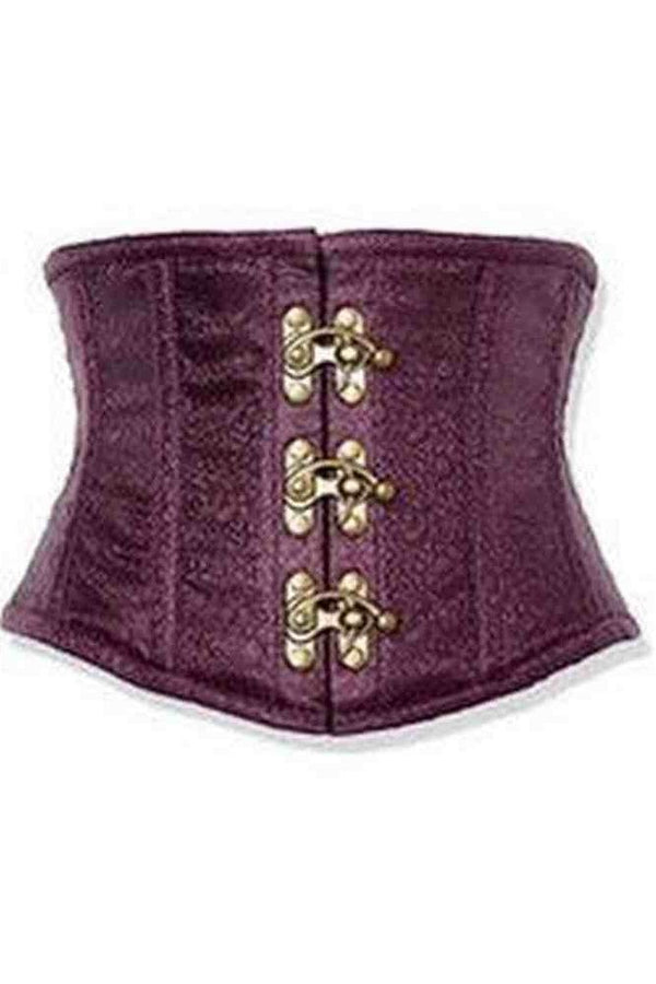 Daisy Corsets Top Drawer Plum Brocade Steel Boned Mini Cincher w/Clasps