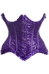 Daisy Corsets Top Drawer Purple Satin & Sequin Underwire Curvy Cut Steel Boned Waist Cincher Corset
