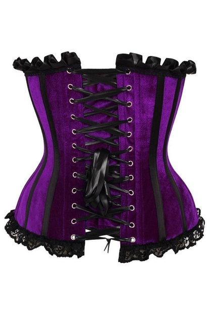 Top Drawer Purple Velvet Steel Boned Burlesque Corset - Daisy Corsets