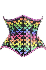 Top Drawer Rainbow Hearts Double Steel Boned Curvy Cut Underbust Cincher Corset - Daisy Corsets