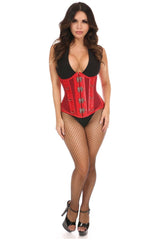 Top Drawer Red Faux Leather & Fishnet Steel Boned Under Bust Corset - Daisy Corsets